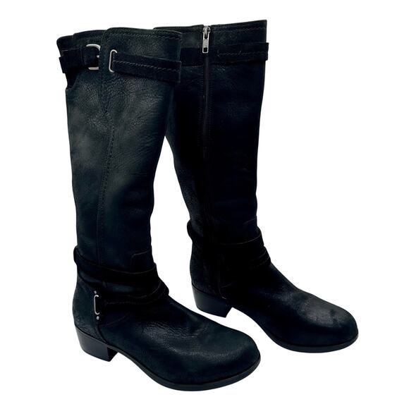 Ugg Darcie Black Leather Moto Tall Riding Boot Size 9 US 7.5 UK EUC - Picture 1 of 8